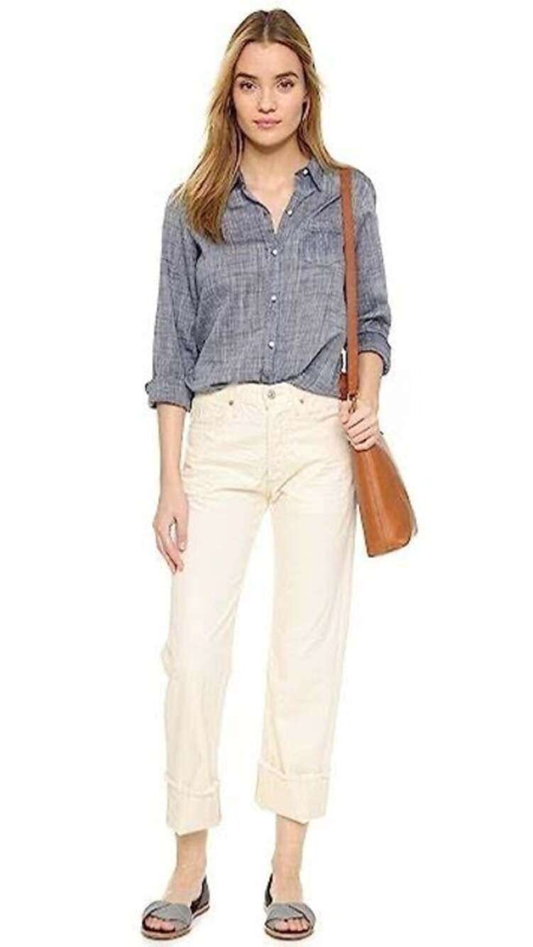 Anthropologie Citizens of Humanity Parker Relaxed Cuff Crop Natural Jeans 32